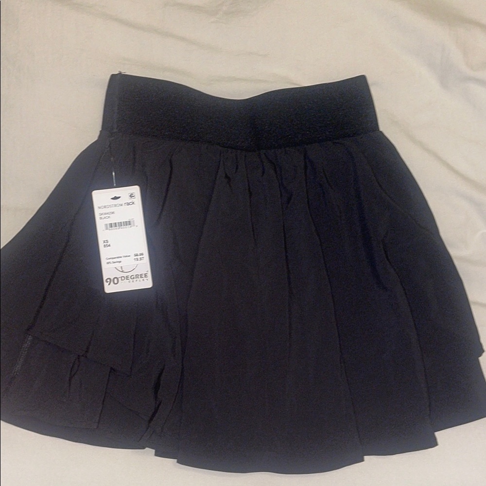 90 Degree By Reflex Black Pleated Skater Mini Skirt